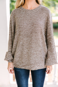 The Slouchy Brown Bubble Sleeve Sweater