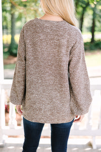 The Slouchy Brown Bubble Sleeve Sweater