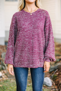The Slouchy Burgundy Red Bubble Sleeve Sweater