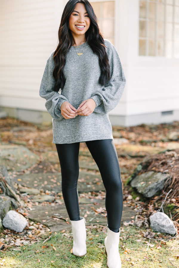 The Slouchy Light Blue Bubble Sleeve Sweater – Shop the Mint