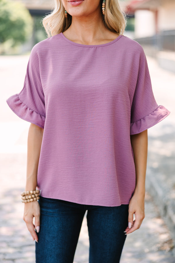Pruple Ruffland All I Ask Mauve Purple Ruffled Top – Shop the Mint