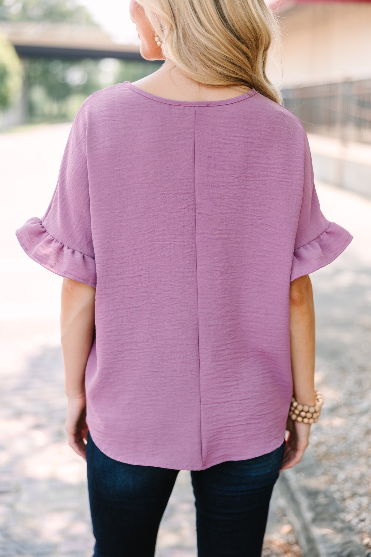 Pruple Ruffland All I Ask Mauve Purple Ruffled Top – Shop the Mint