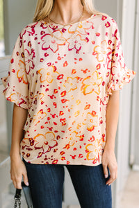 All I Ask Taupe Brown Floral Ruffled Top