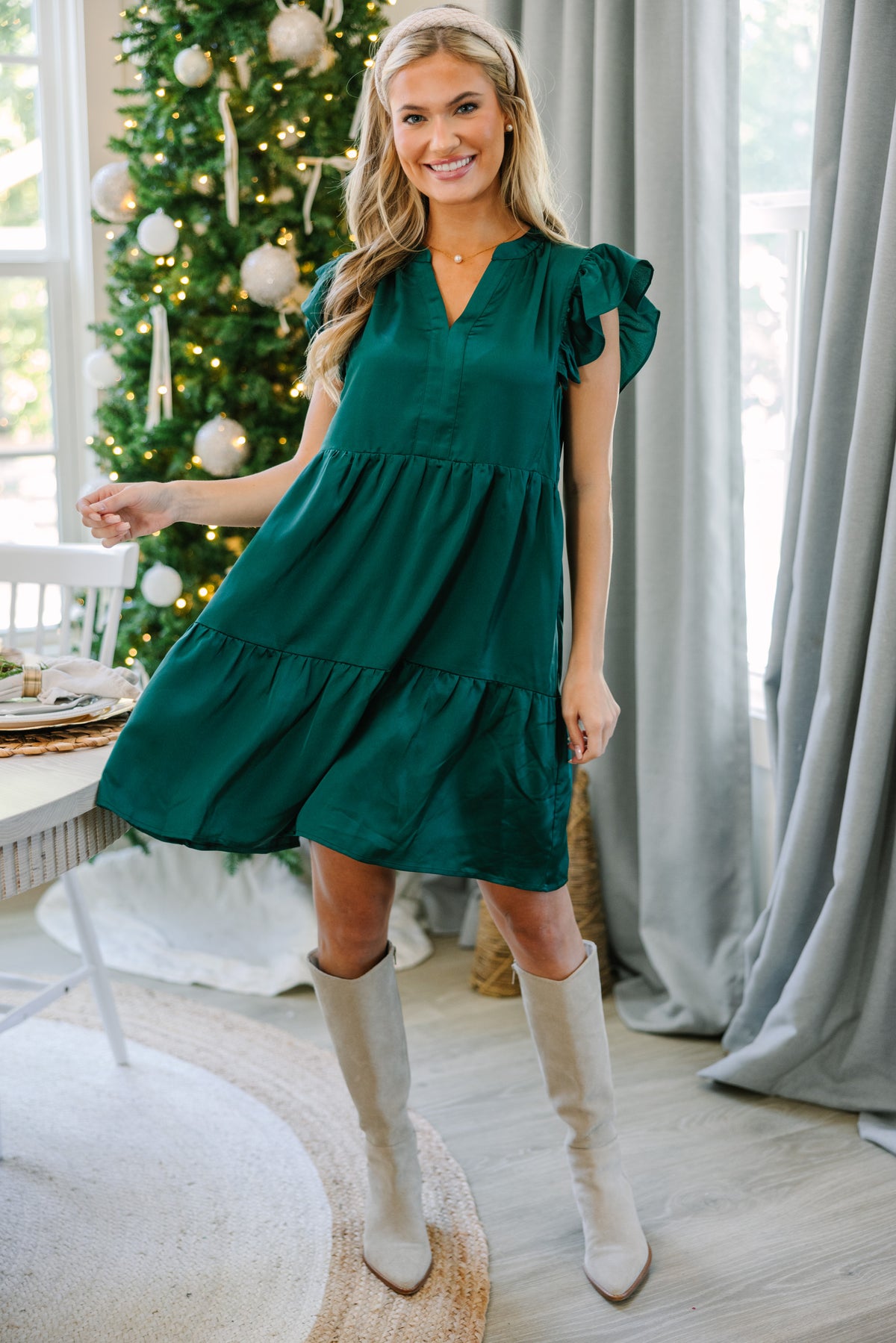 At This Time Emerald Green Satin Dress – Shop the Mint