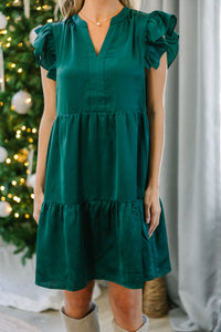 At This Time Emerald Green Satin Dress