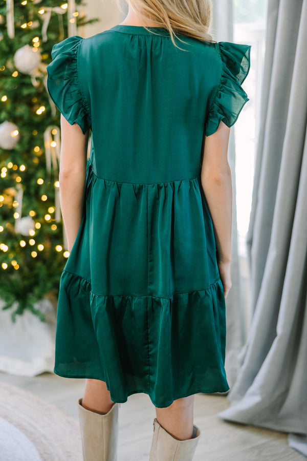 At This Time Emerald Green Satin Dress