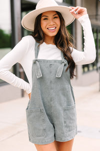 All You Can See Gray Denim Overalls