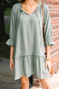 olive green linen palmerston dress DAPHNE Olive, Washed Linen