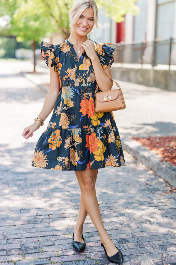 At This Time Black Floral Dress