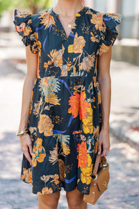 At This Time Black Floral Dress