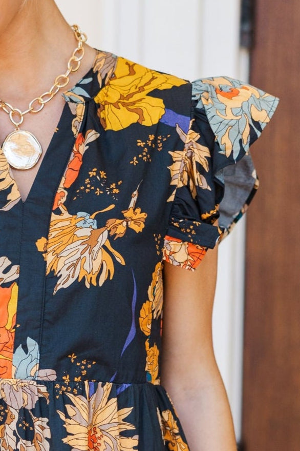 At This Time Black Floral Dress