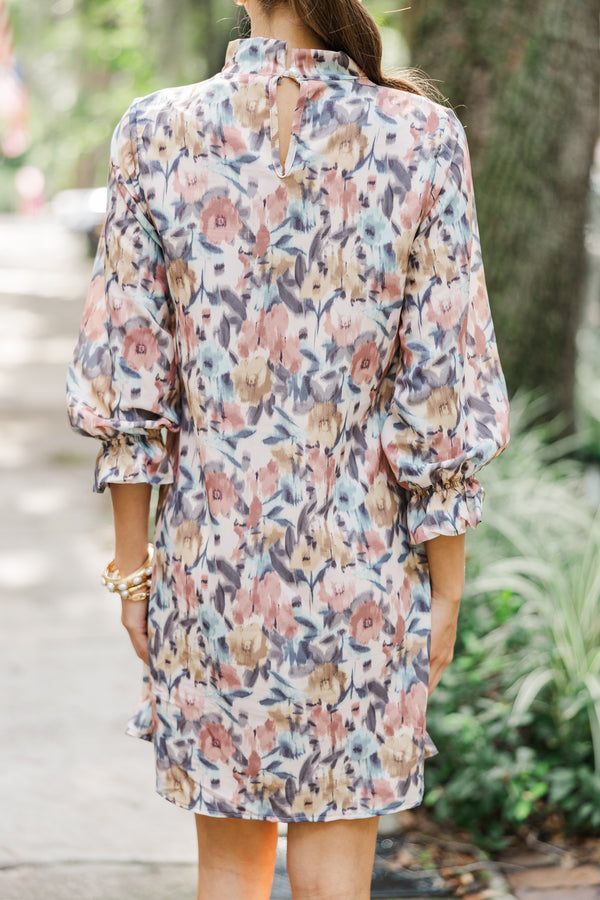 Beauty And Brains Cinnamon Brown Floral Shift Dress