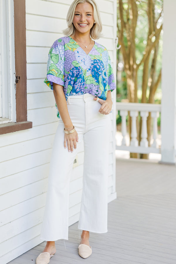 By The Garden Lavender Purple Floral Top