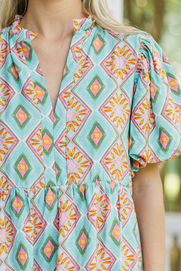 Go With The Flow Mint Green Printed Dress – Shop the Mint