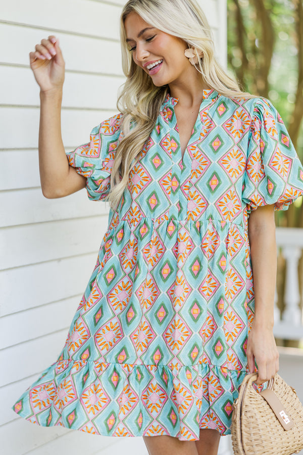 Go With The Flow Mint Green Printed Dress Shop the Mint Go With The Flow Mint Green Printed Dress Shop the Mint