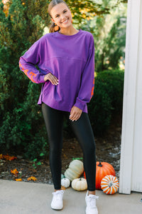 Trick Or Treat Purple Varsity Pullover