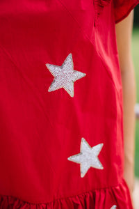 Star Of The Show Crimson red Sequined Dress