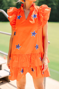 Star Of The Show Orange Sequined Dress