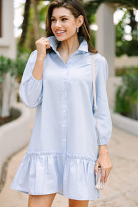 classic collared dress, button down shirt dress, blue dresses