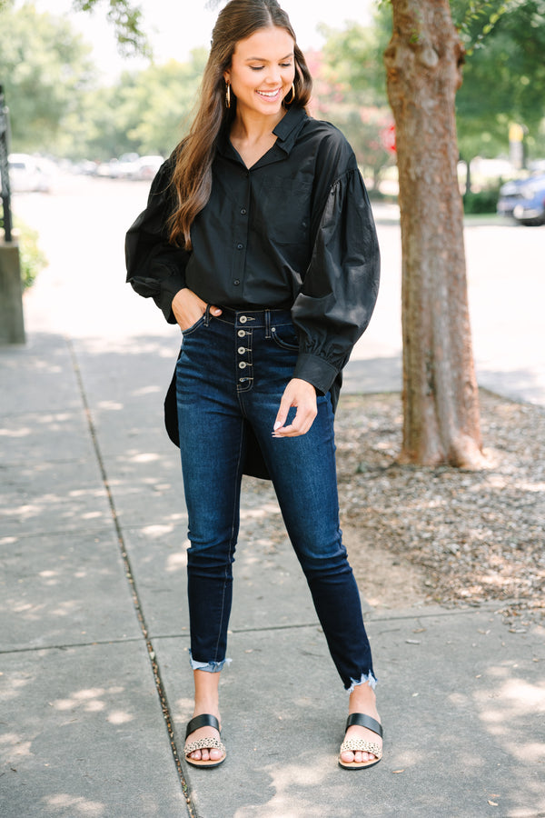 All On You Black Button Down Tunic