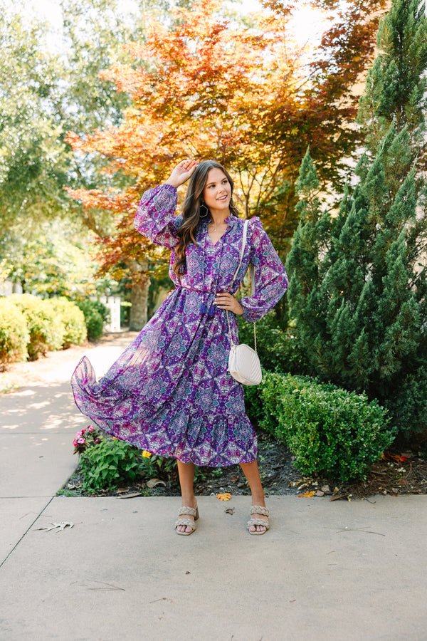 Fate: Find Your Love Plum Purple Floral Midi Dress Shop the Mint Fate: Find Your Love Plum Purple Floral Midi Dress Shop the Mint