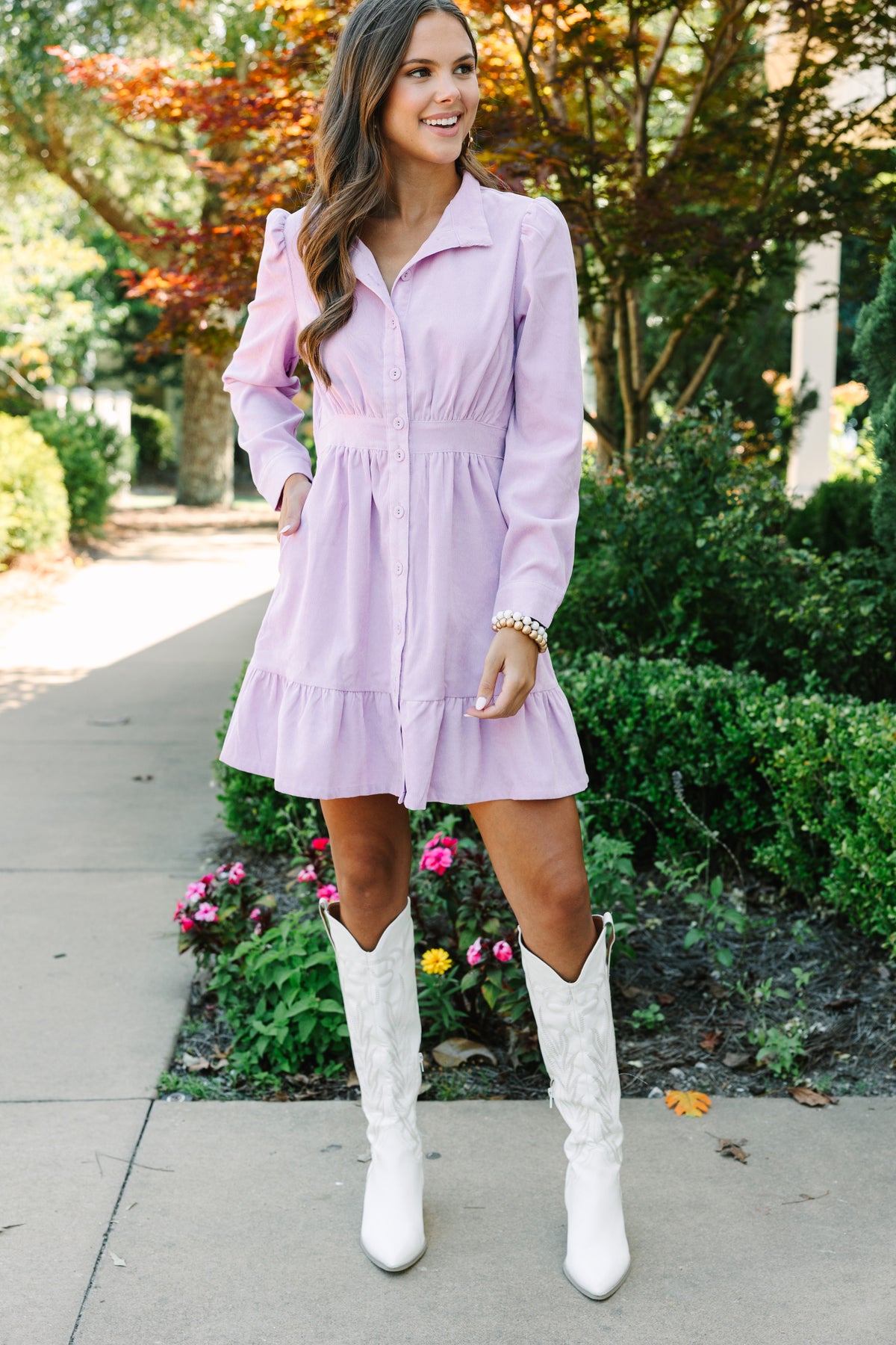 purple button dress Lilac Lace Button Front Midi Dress  self-portrait-US