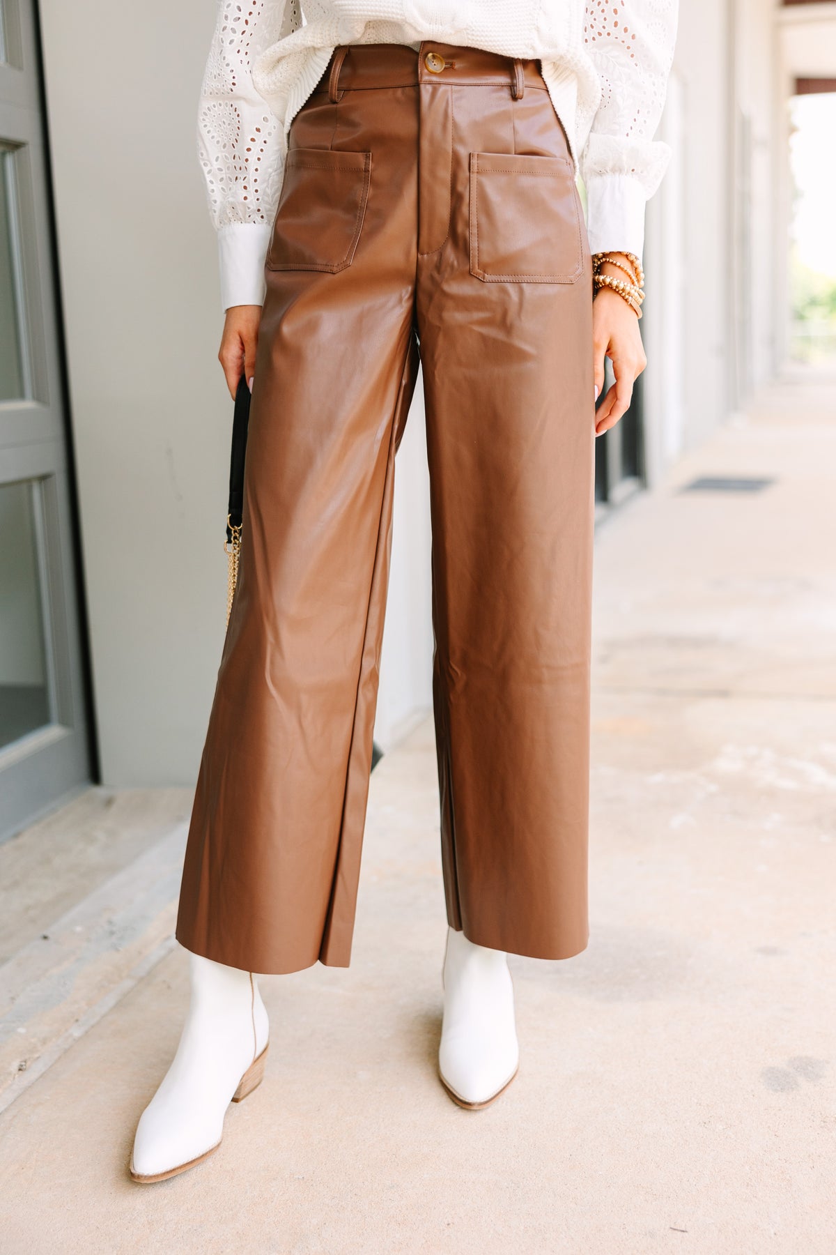 Fate Can't Lose Brown Faux Leather Pants Shop the Mint