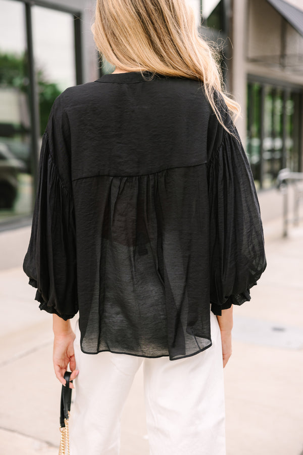 Fate: Far From Over Black Puff Sleeve Blouse