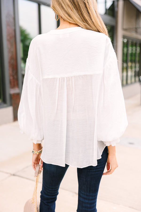 Fate: Far From Over White Puff Sleeve Blouse