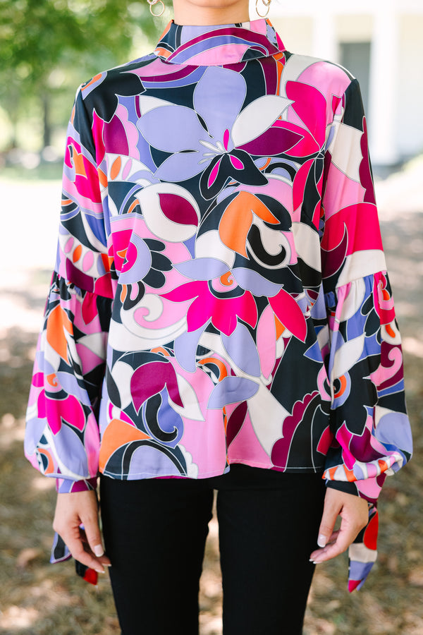 Fate: The Only Way Hot Pink Abstract Blouse