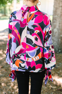 Fate: The Only Way Hot Pink Abstract Blouse