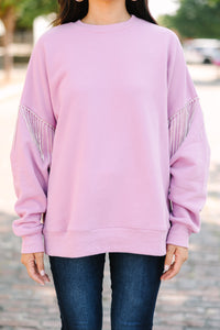 Fate: Ready For The Day Orchid Purple Rhisetone Pullover