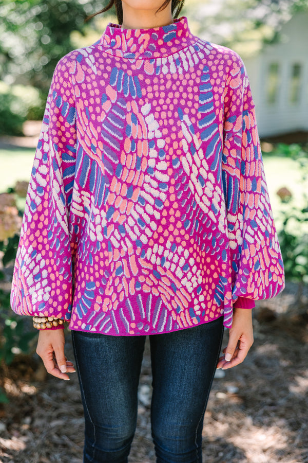 Know It All Orchid Purple Abstract Sweater