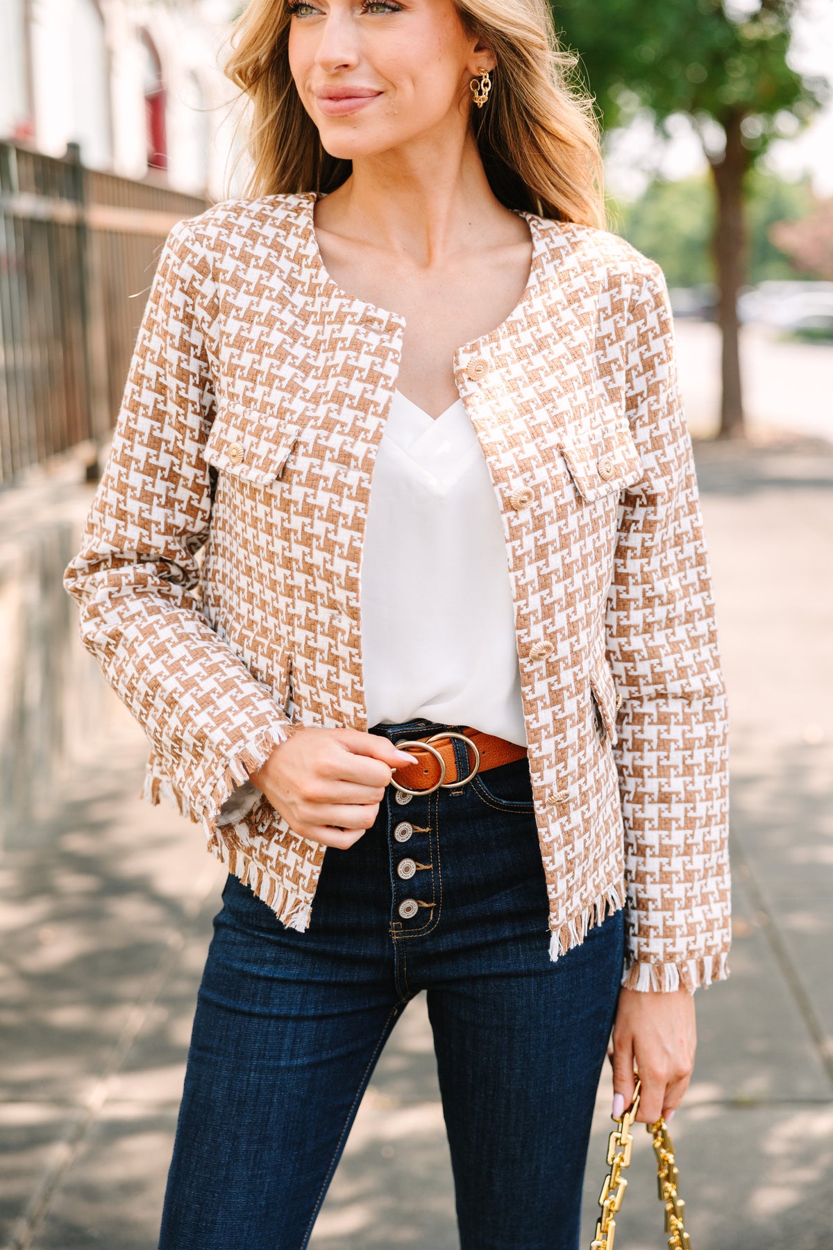 Always In Control Brown Houndstooth Jacket – Shop the Mint
