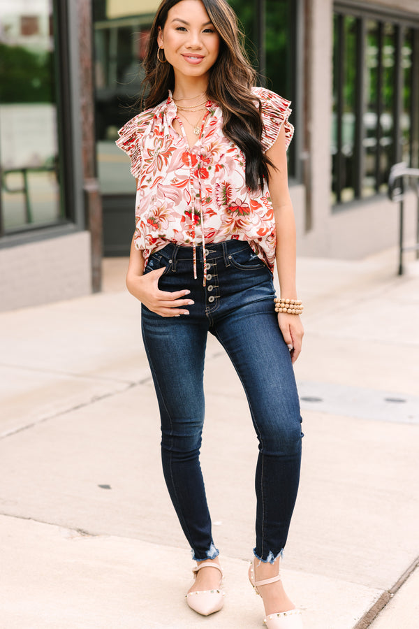 This Is The Day Ivory White Floral Blouse