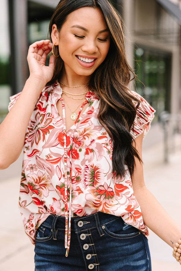 This Is The Day Ivory White Floral Blouse