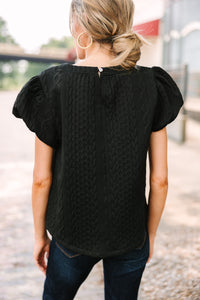 All In The Tone Black Cable Knit Blouse