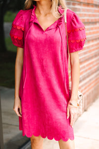 Well Known Wine Red Scalloped Dress