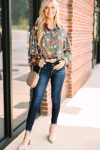 Found You Navy Blue Floral Blouse