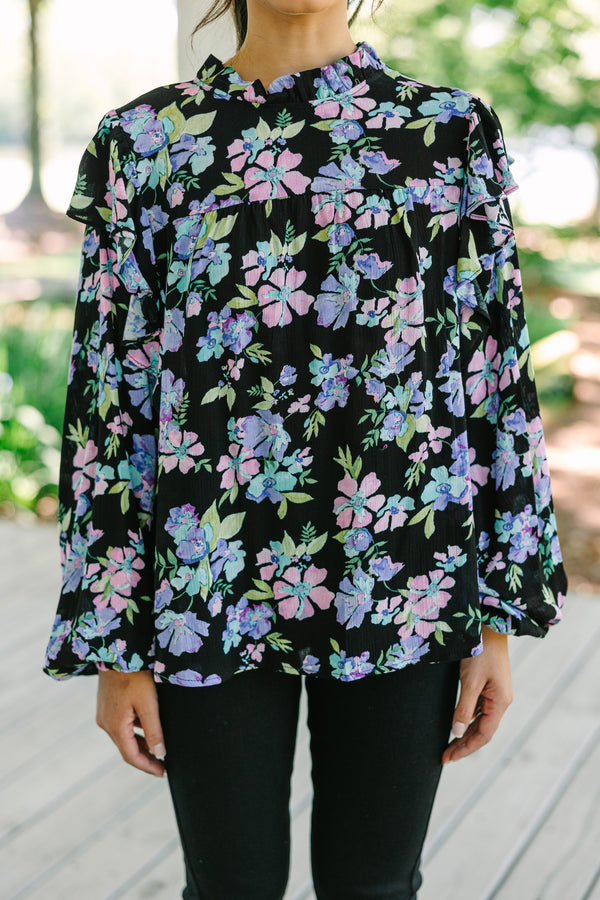 Ready For The Day Black Floral Blouse