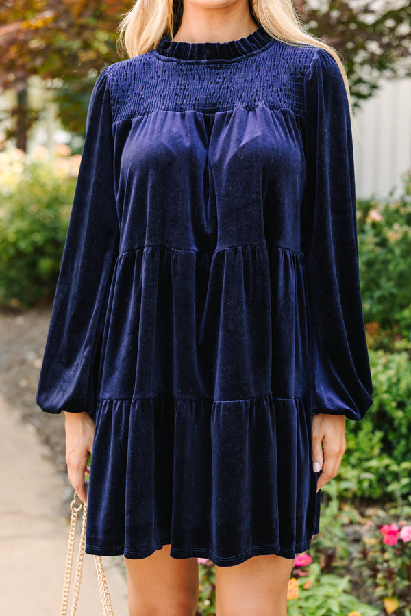 Come On Over Navy Blue Velvet Babydoll Dress Shop the Mint Come On Over Navy Blue Velvet Babydoll Dress Shop the Mint
