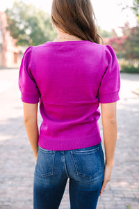 Skies are Blue: Crowd Pleaser Orchid Purple Short Sleeve Sweater