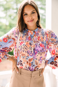Skies are Blue: Make Your Day Mauve Pink Floral Blouse