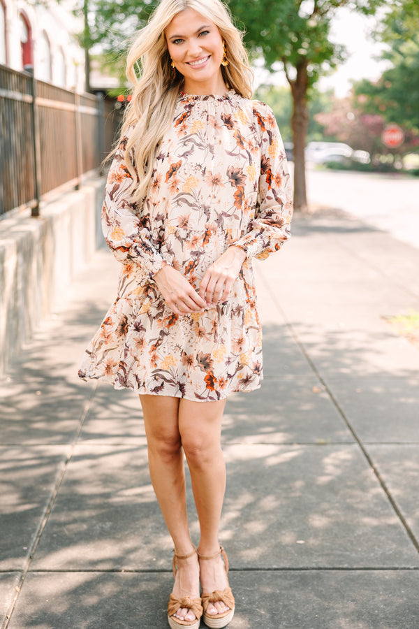 Skies are Blue: Add Your Touch Cream White Floral Dress