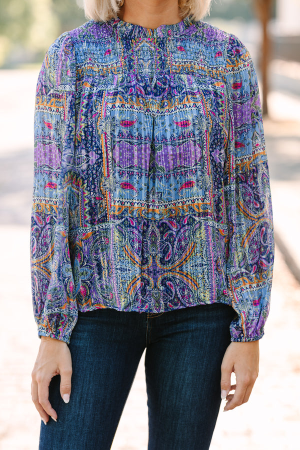 Skies are Blue: The Right Way Lavender Purple Abstract Blouse