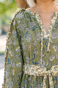 All I Can See Green Floral Maxi Dress
