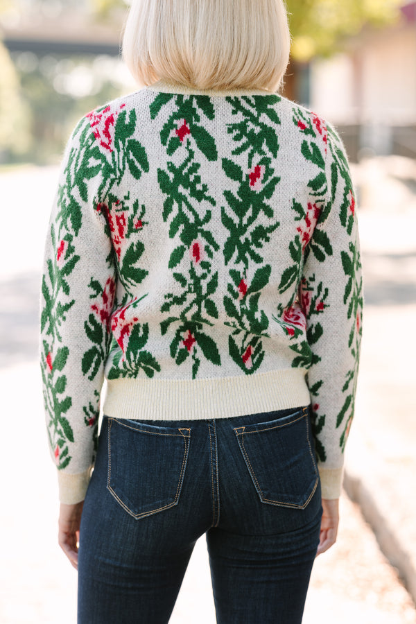 Mint – Sweater Out Figured White Floral the Shop All Cream