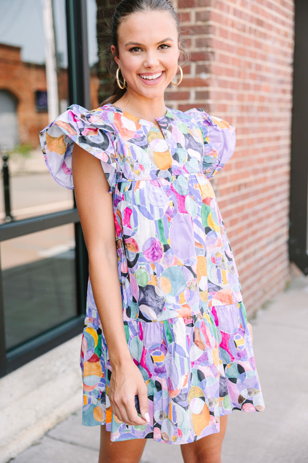 All The Fun Lavender Purple Abstract Mini Babydoll Dress, Small - The Mint Julep Boutique | Women's Boutique Clothing All The Fun Lavender Purple Abstract Mini Babydoll Dress, Small - The Mint Julep Boutique | Women's Boutique Clothing