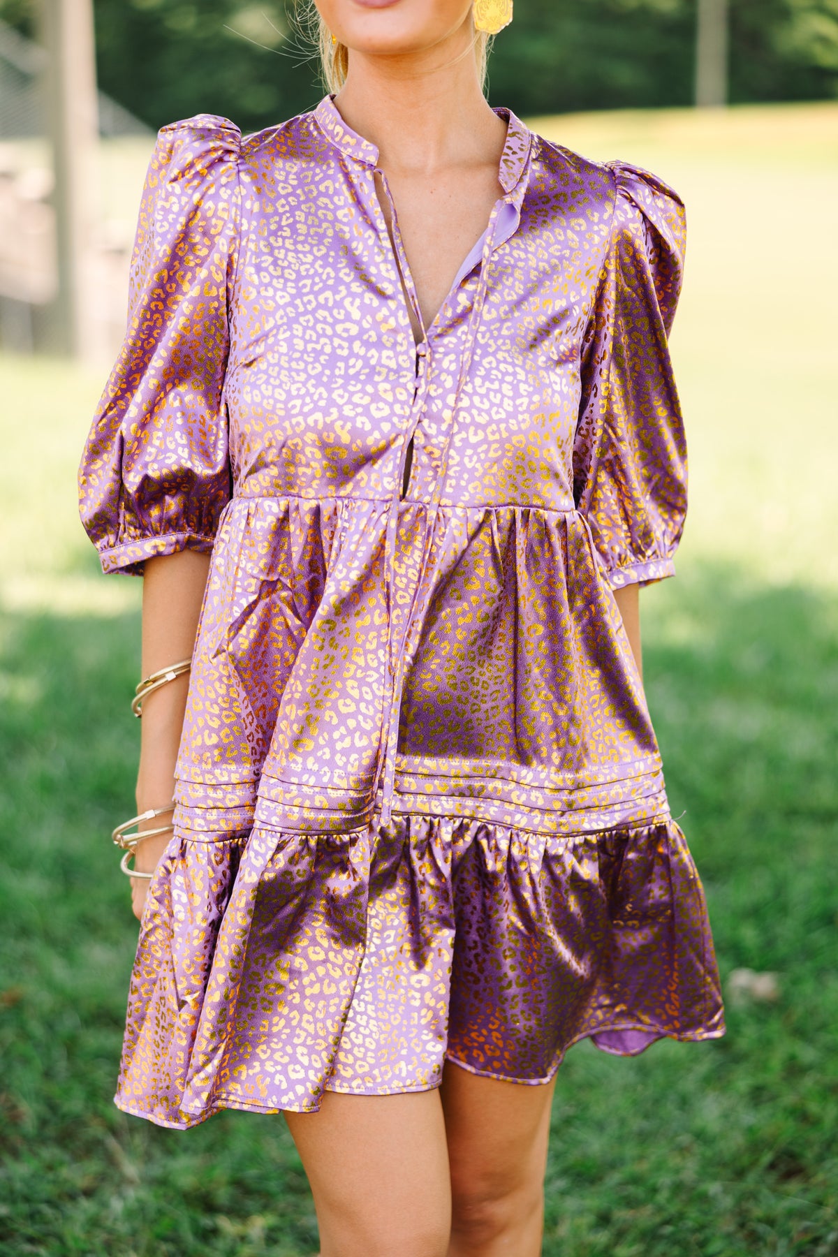 Velvet Leopard Button Down Babydoll Dress main image 1