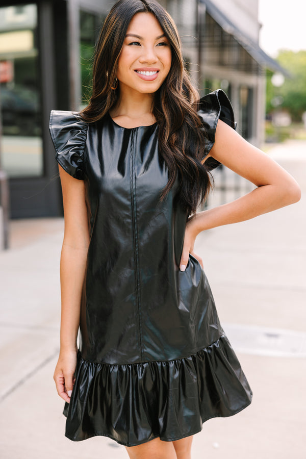 Always Ready Black Faux Leather Dress – Shop the Mint